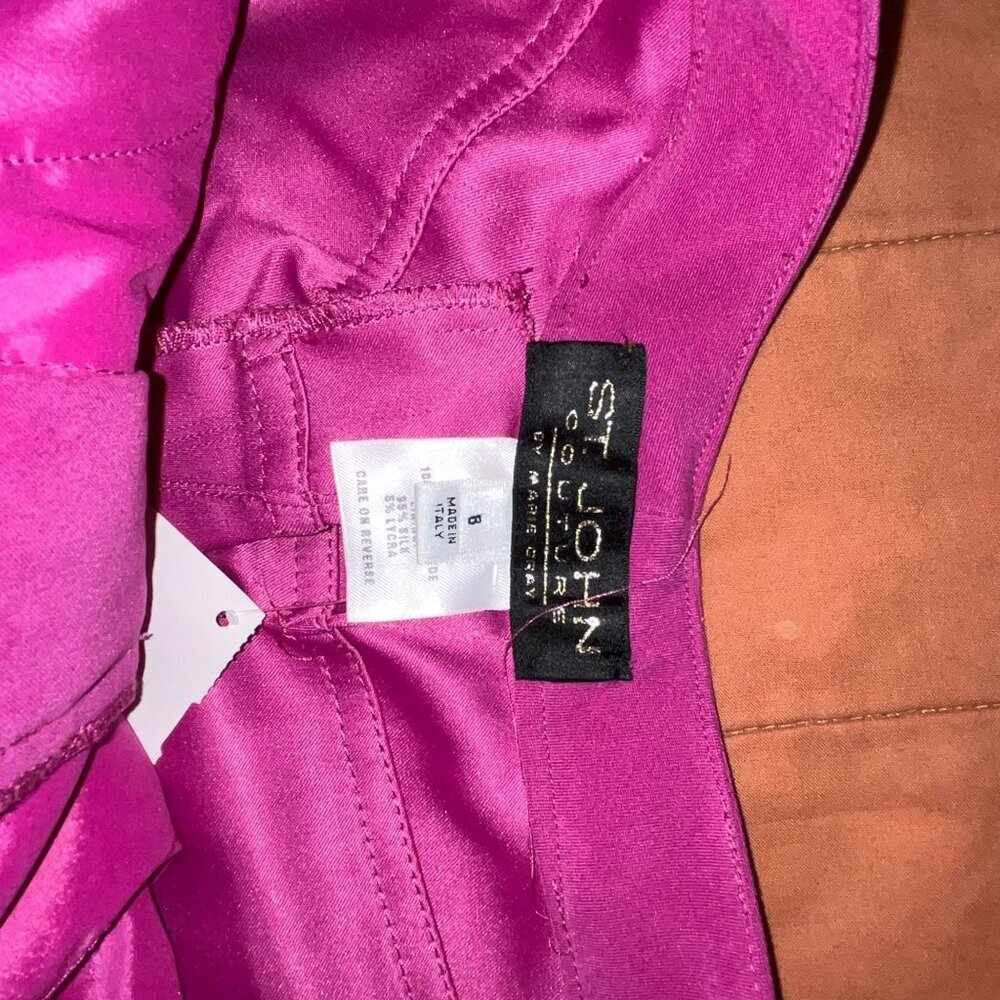 St. Johnn Marie Fuchsia Raspberry Lamb Suede SILK Pants Size 8 - Picture 7 of 12